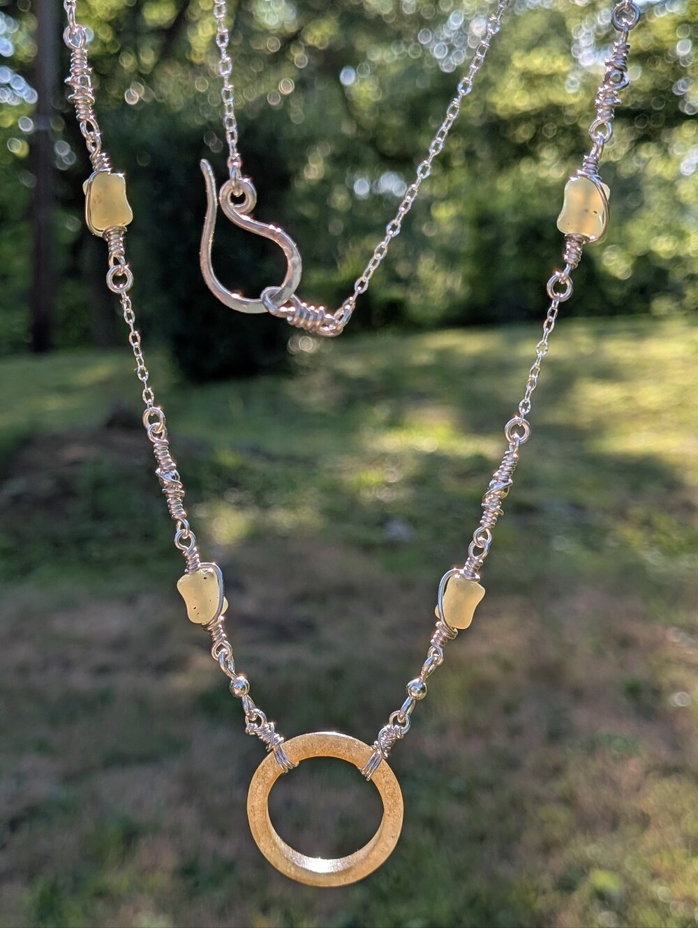 Eternity Circlet Jade Necklace - Dainty Sterling Silver Chain - Artisan Crafted - Picture 4 of 16